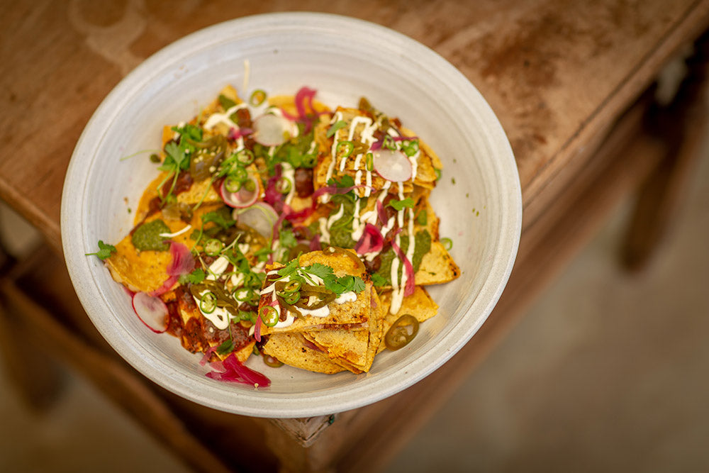 Chorizo & Cheese Quesadillas with Salsa Roja & Pickled Red Onions